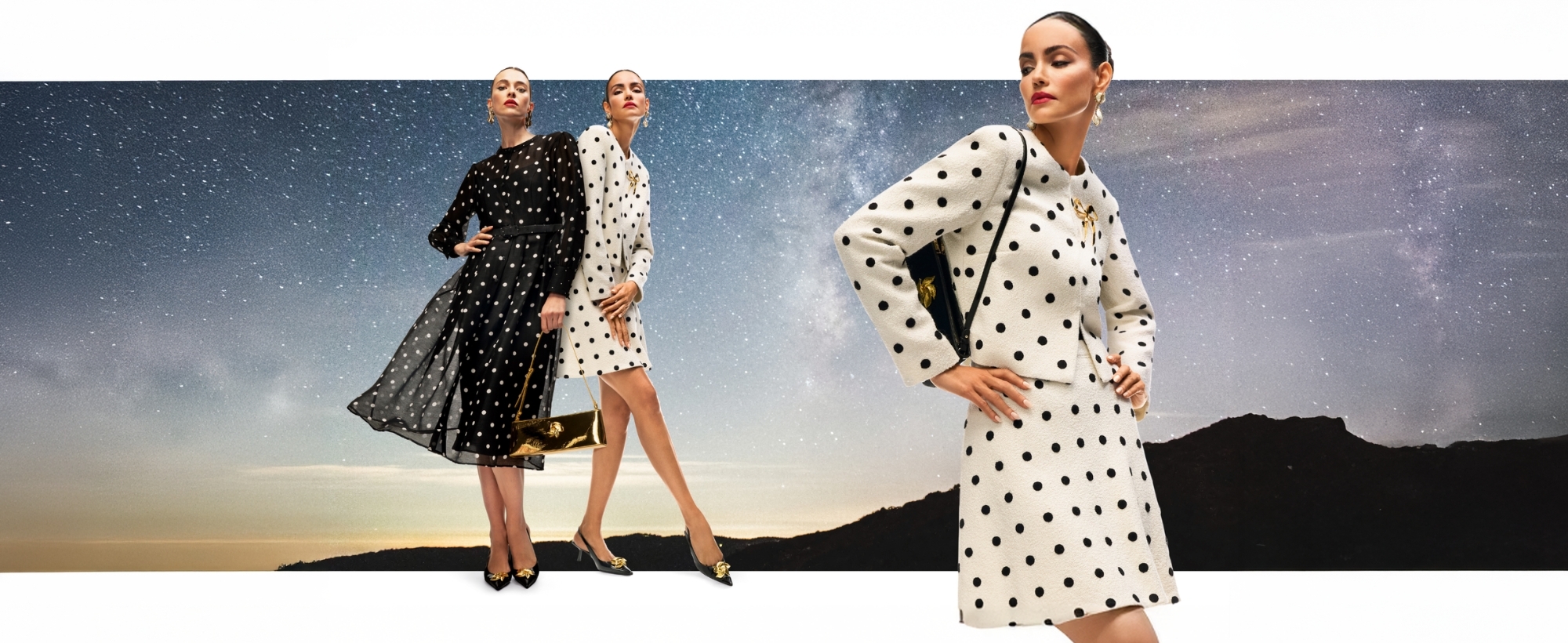 Marc Cain Winter 2026 Glam collection – Dotted Delight featuring polka dots, silk-linen, sequins and feminine silhouettes, available at redpearl.com.au